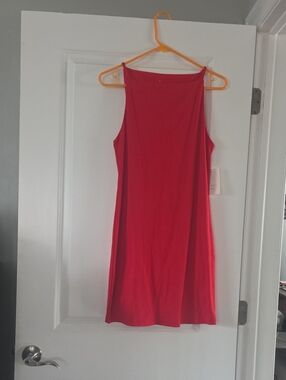 Red Sleeveless Shift Dress - Women's Simple Summer Dress